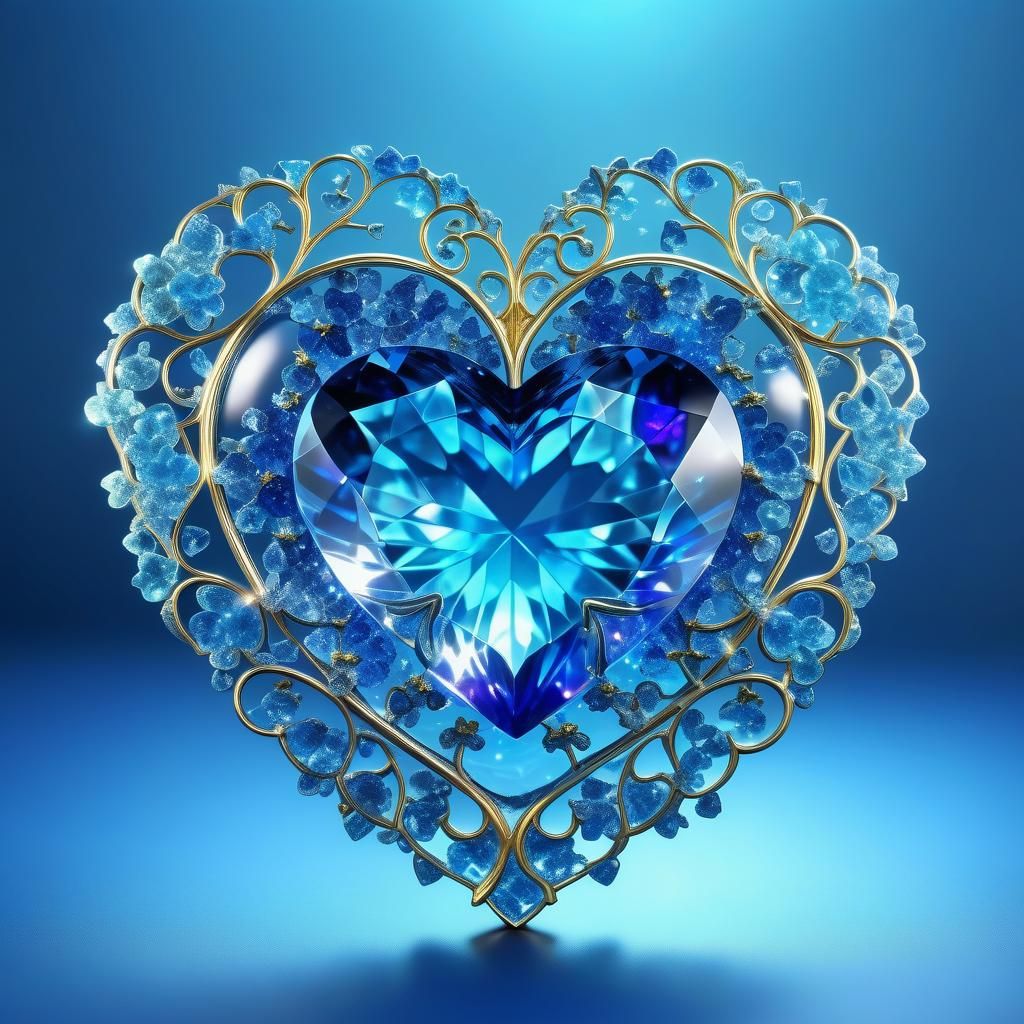 Luminous Crystal Heart in a Starry Night Fantasy