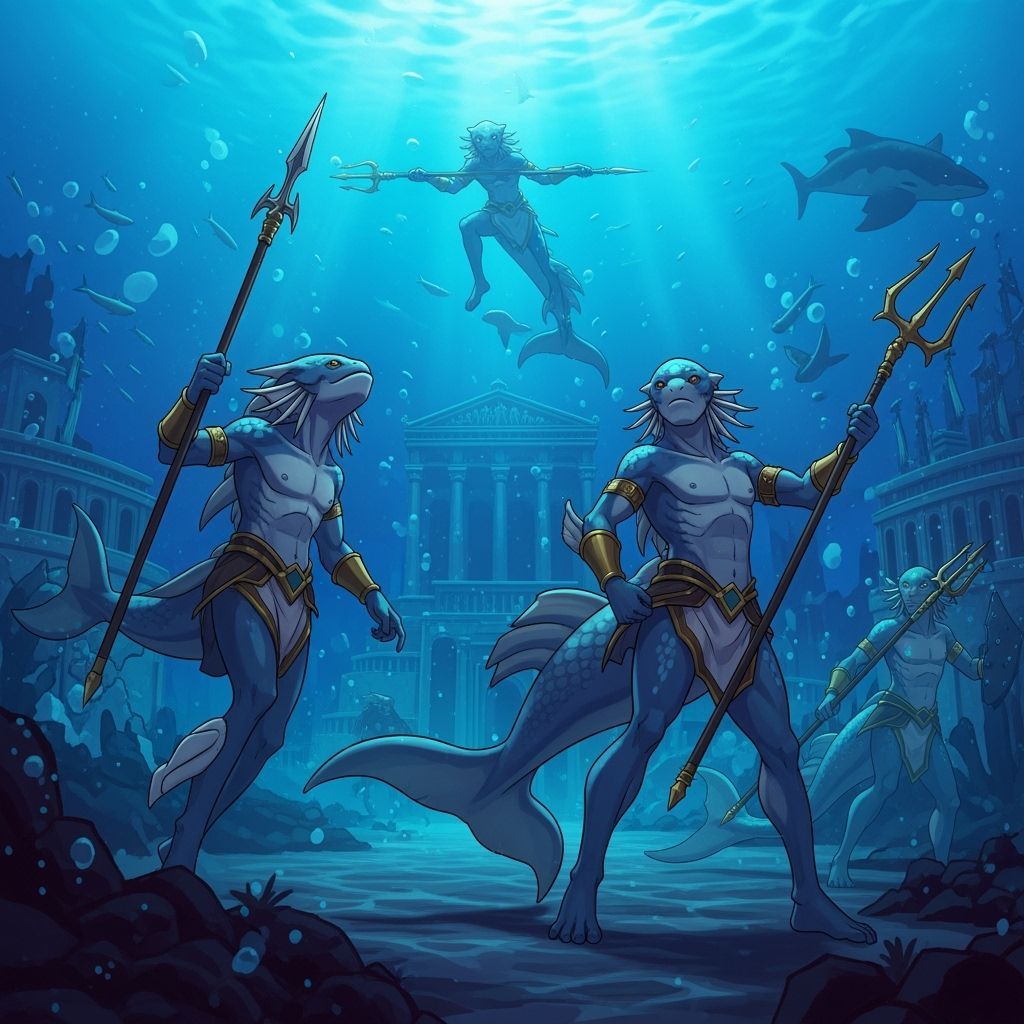 Atlanteans in Mythic Underwater City, Anime Style