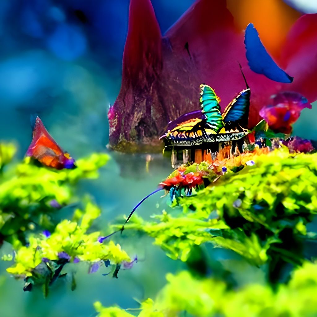 Colourful Butterfly Island: Digital Matte Painting