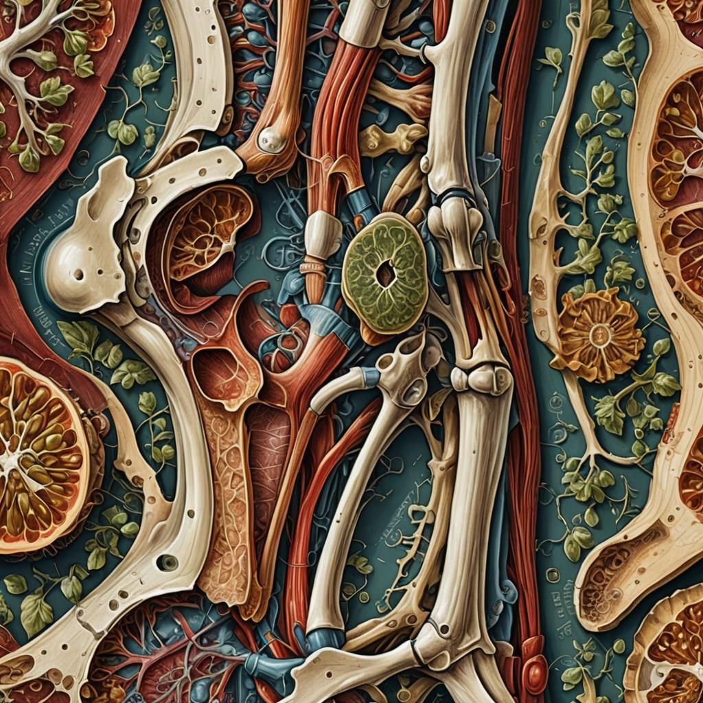 Renaissance Anatomy: Leg Cross-Section with Vibrant Detail