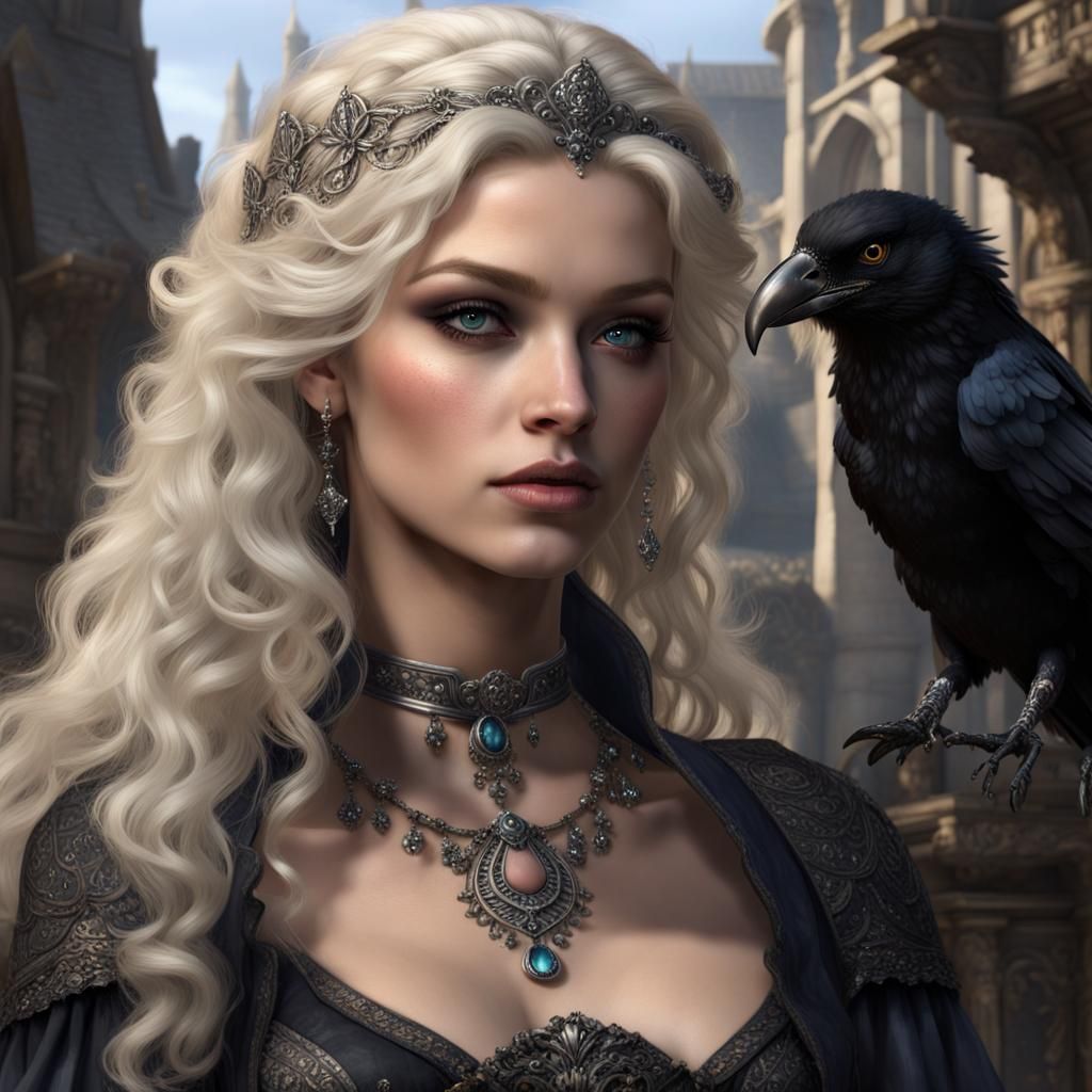 Aasimar Wizard in Renaissance Gown, Fantasy Art