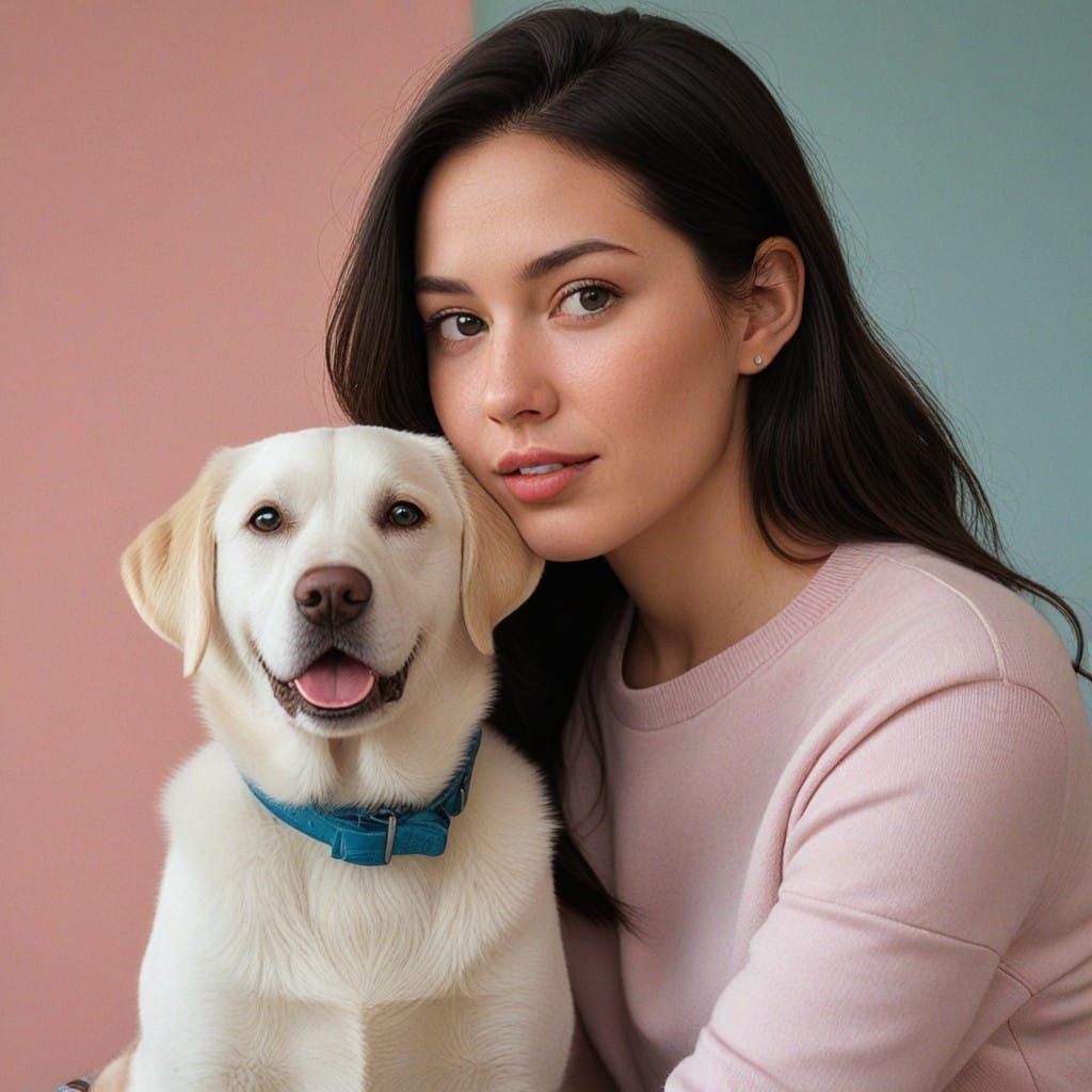 Little Olivia and Her Loyal White Labrador