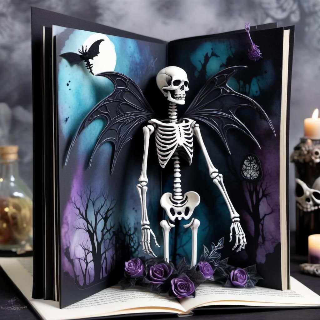 Goth Pop-Up Book with Skeleton Fairy