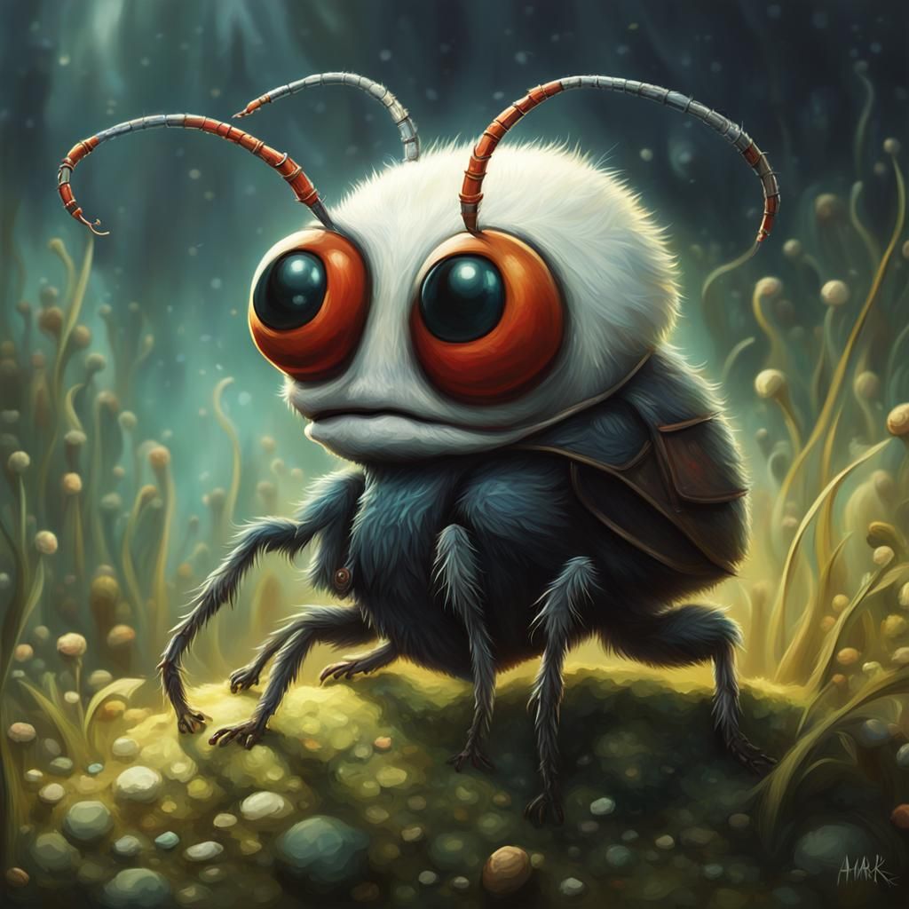 Anthropomorphic Baby Bug in Oil Painting Style