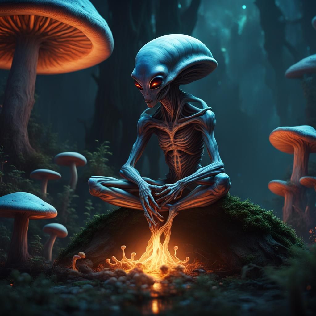 Alien Meditation in Space: Fantasy Concept Art