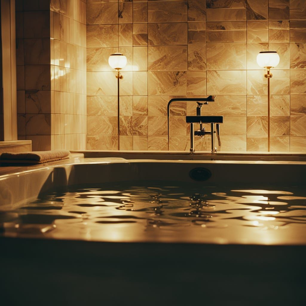 Luxurious Hot Tub in Film Noir Style
