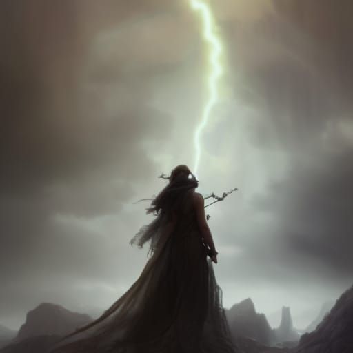 Epic Dark Fantasy Landscape with Rainbow Lighting