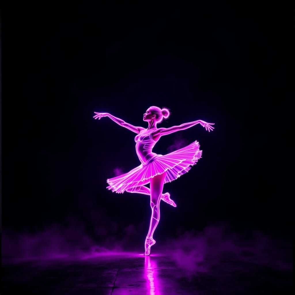 Cyberpunk Ballerina in Neon Silhouette