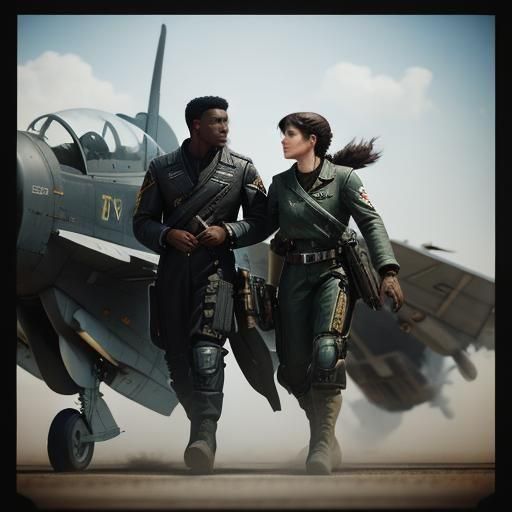 Dieselpunk Fighter Pilots: A Cinematic Film Still