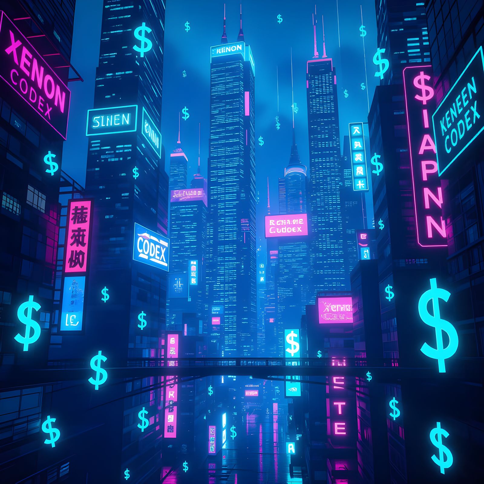 Xenon Codex Money on Neon Skyline
