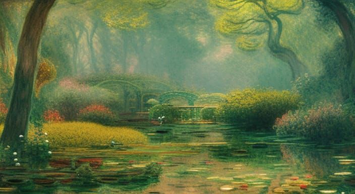 Brook Through Forest: Chinese Ink Wash Painting