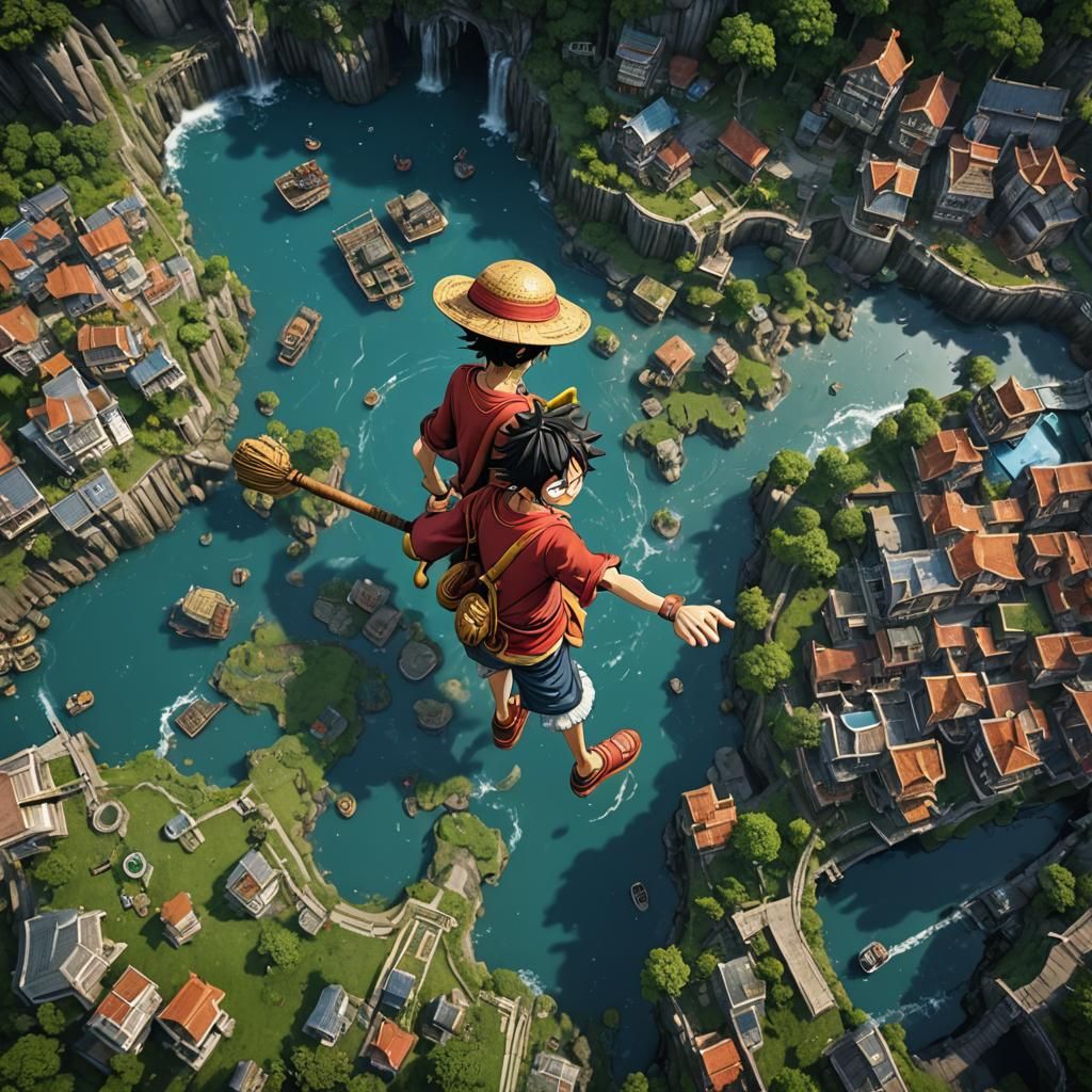 Luffy: Detailed Fantasy Concept Art in Deep Color
