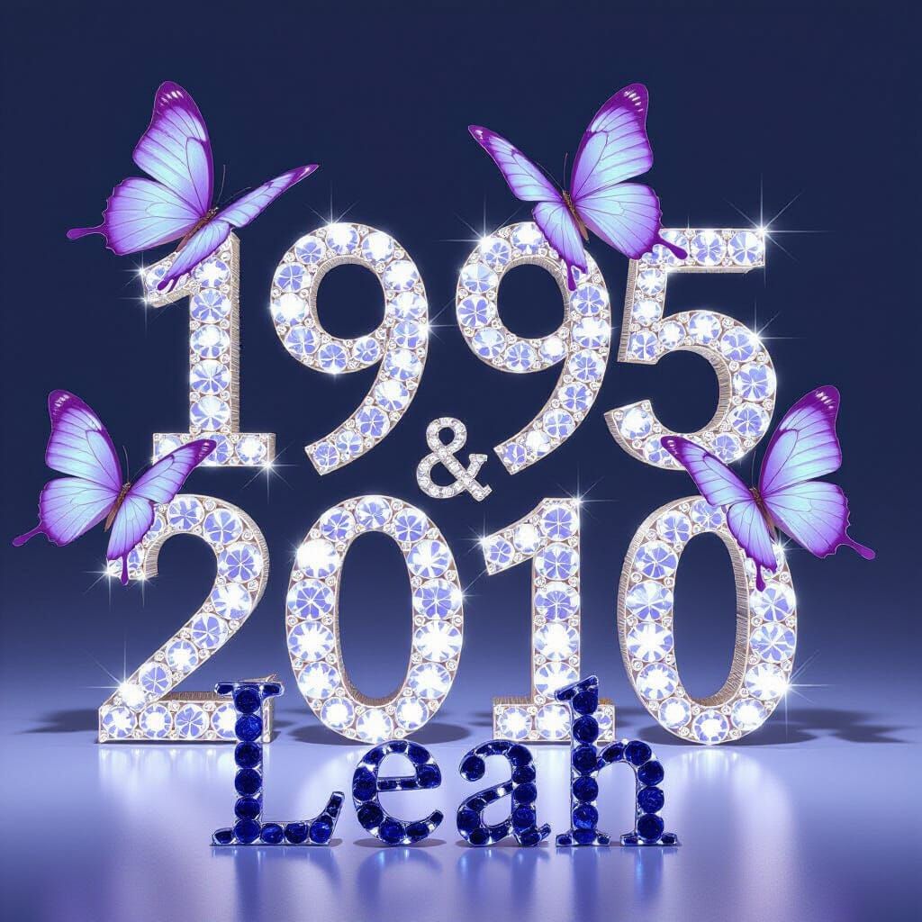 Diamond Date '19,05,2010' with Purple Butterflies and Crysta...