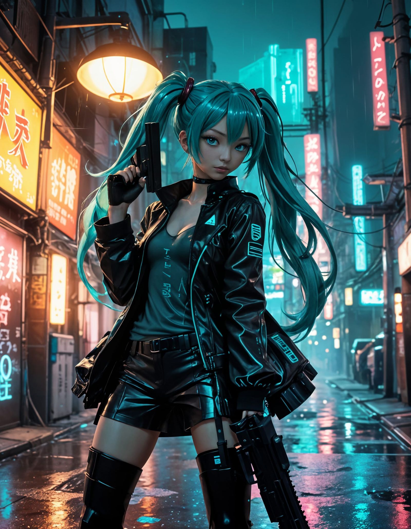 Hatsune Miku: Cyberpunk Hacker in Neon Tokyo