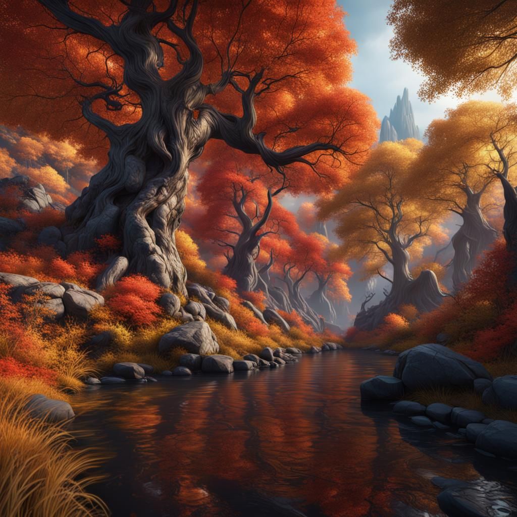 Fantastical Fall Landscape in Detailed Matte Painting