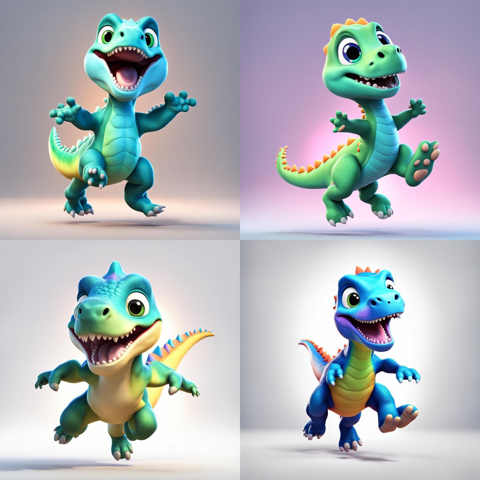 Joyful Baby Dinosaur in 3D Digital Art