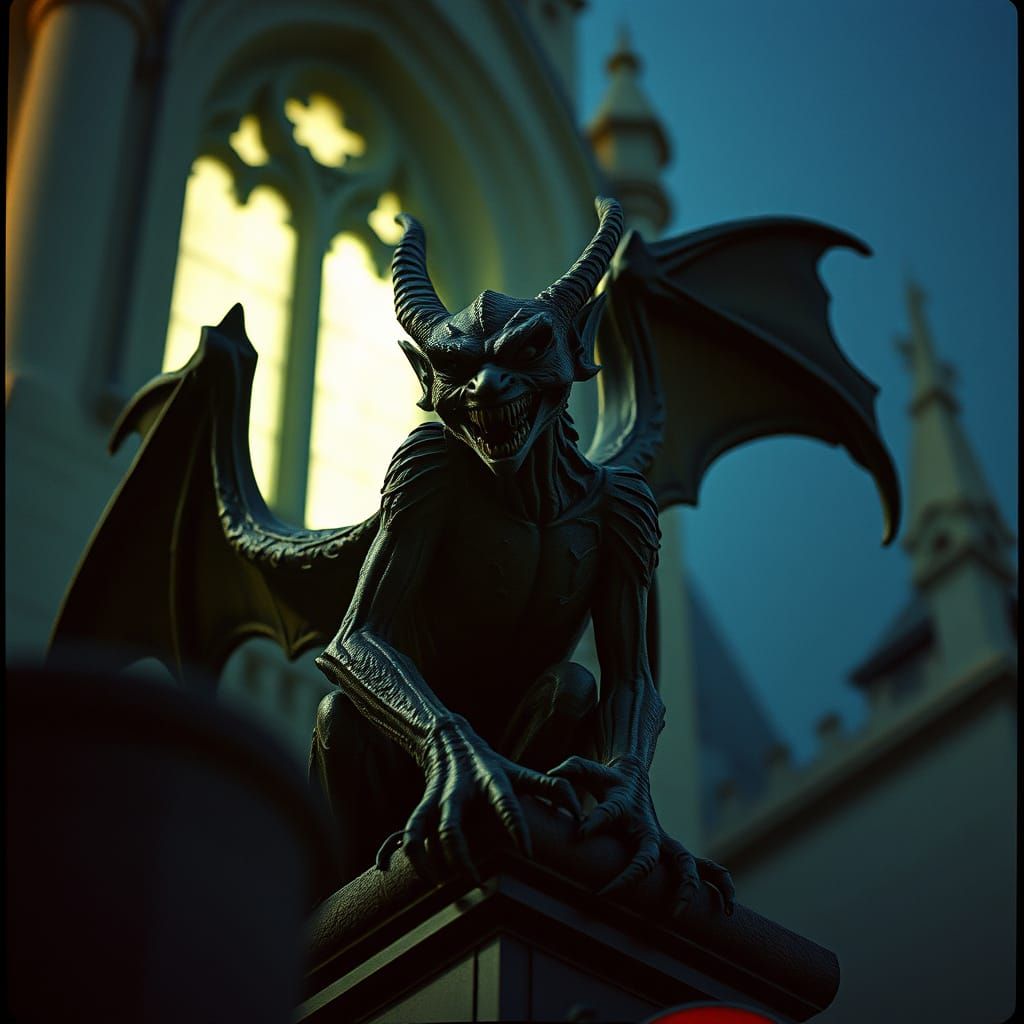 Dramatic Gothic Gargoyle in Cinematic Style