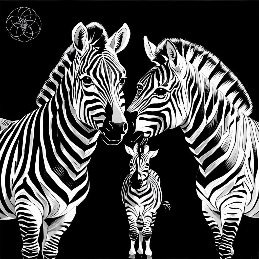 Abstract Zebra Love in Cubist Style