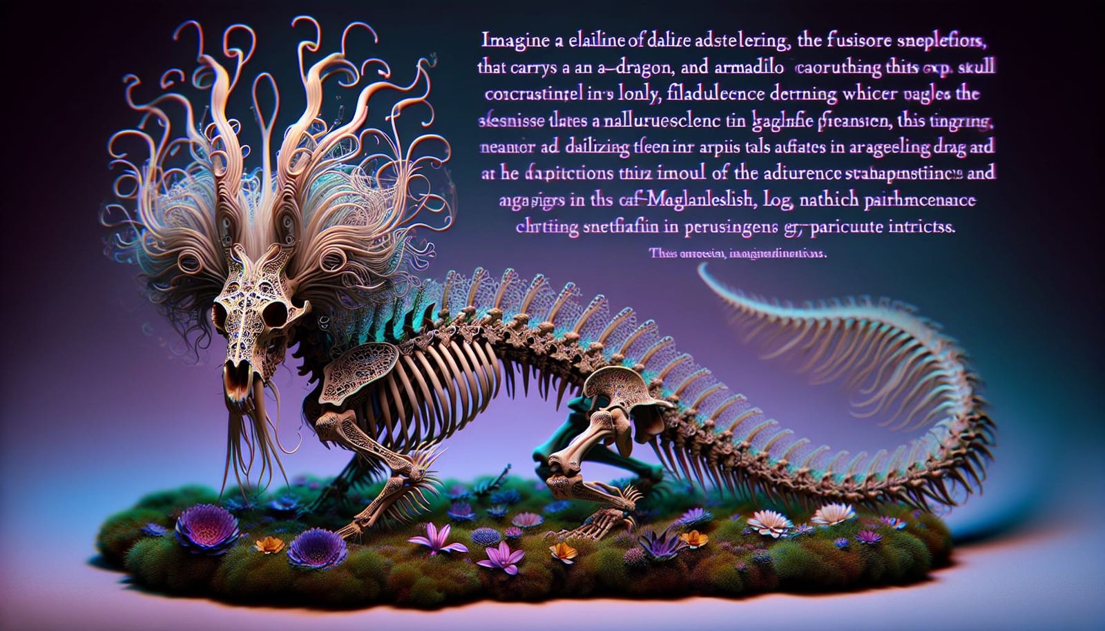 Dragon-Armadillo Skeleton with Ethereal Glow