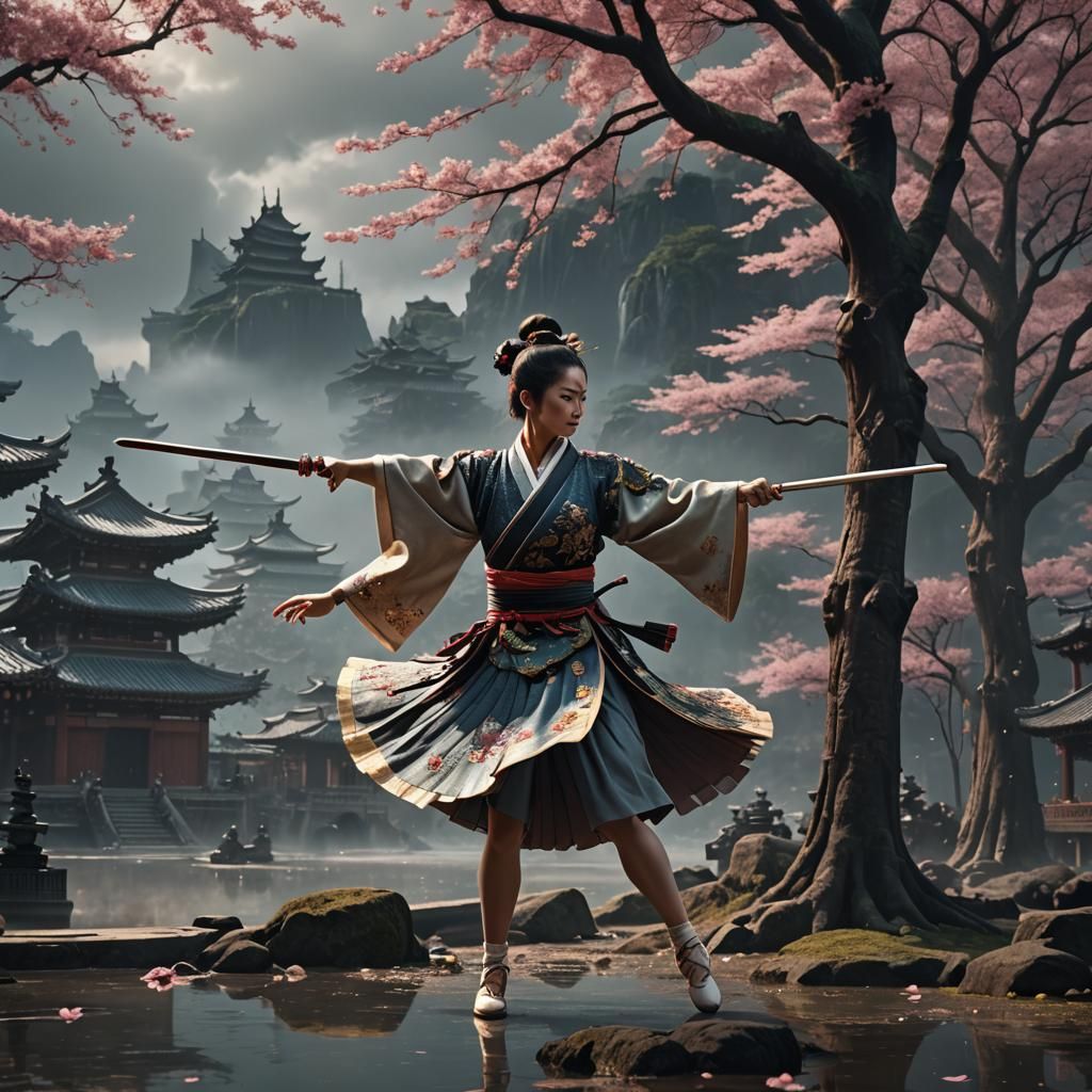Samurai Ballerina: Epic Digital Matte Painting