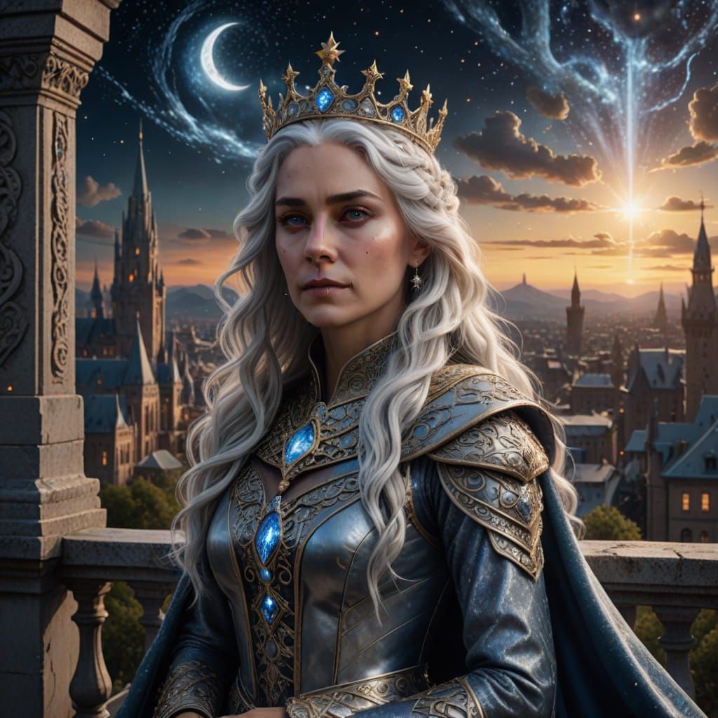 Regal Queen with Starlight Crown in Celestial City
