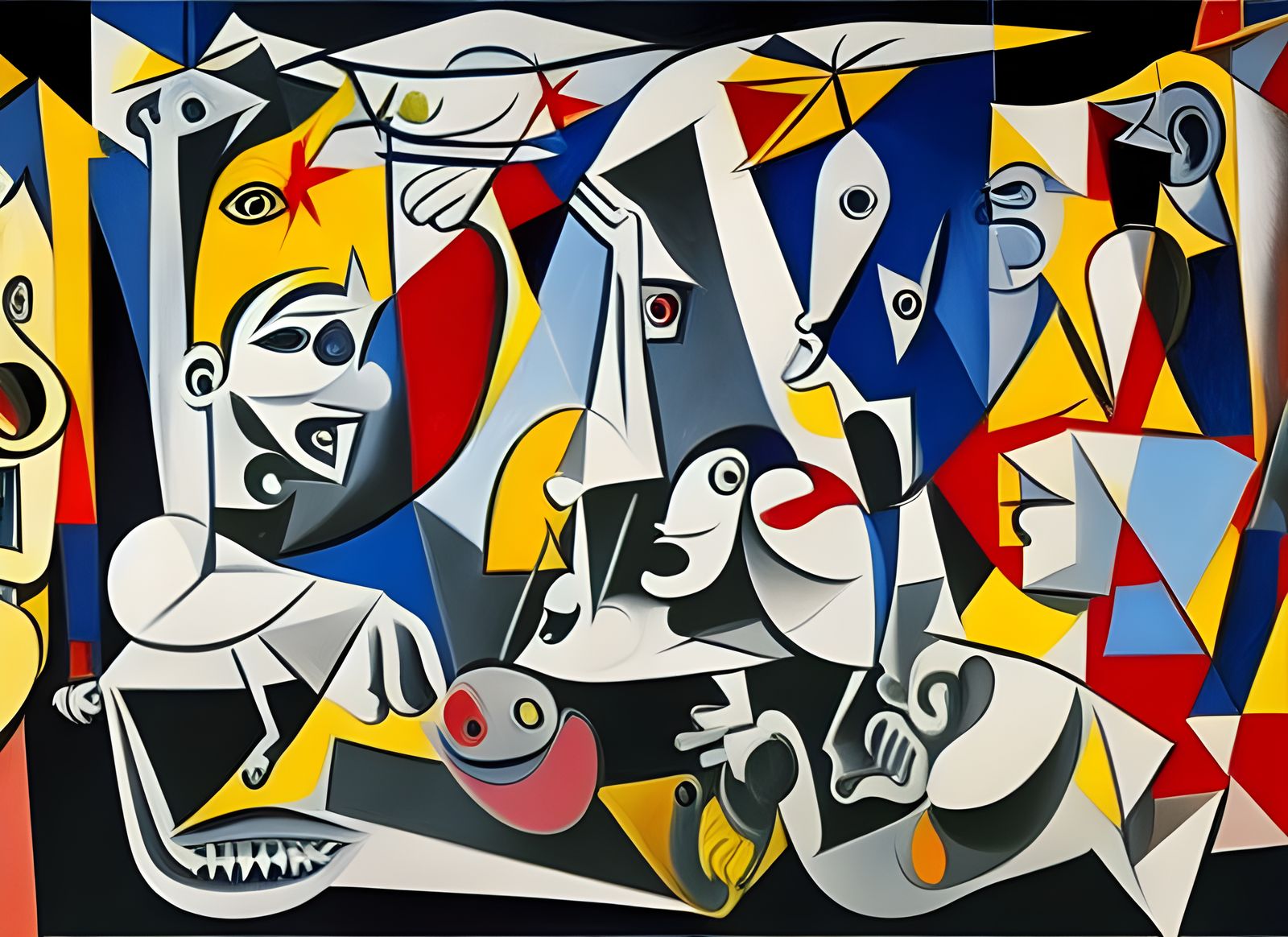 Colorful Guernica in Hyperrealistic Style