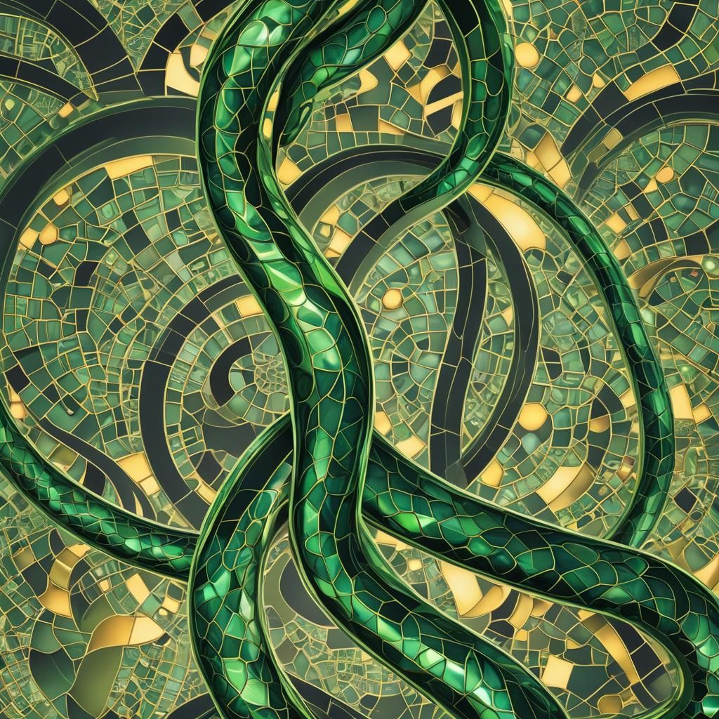 Green Glass Snake Fractal in Urban Setting