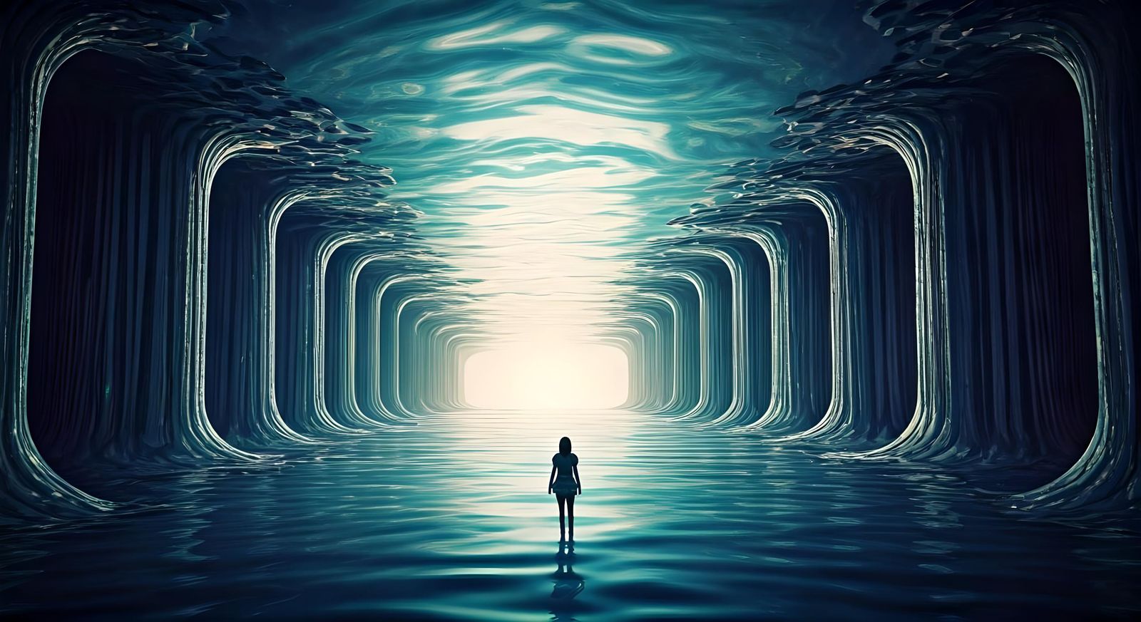 Underwater Sanctuary Concept Art in Silver and Blue