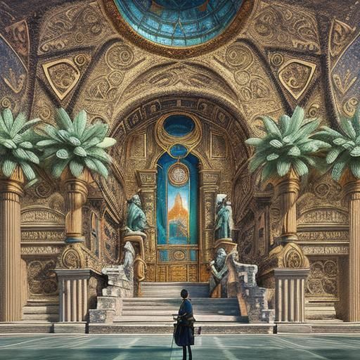 Greek Sphinx on Thebes Road: Colorful Matte Painting