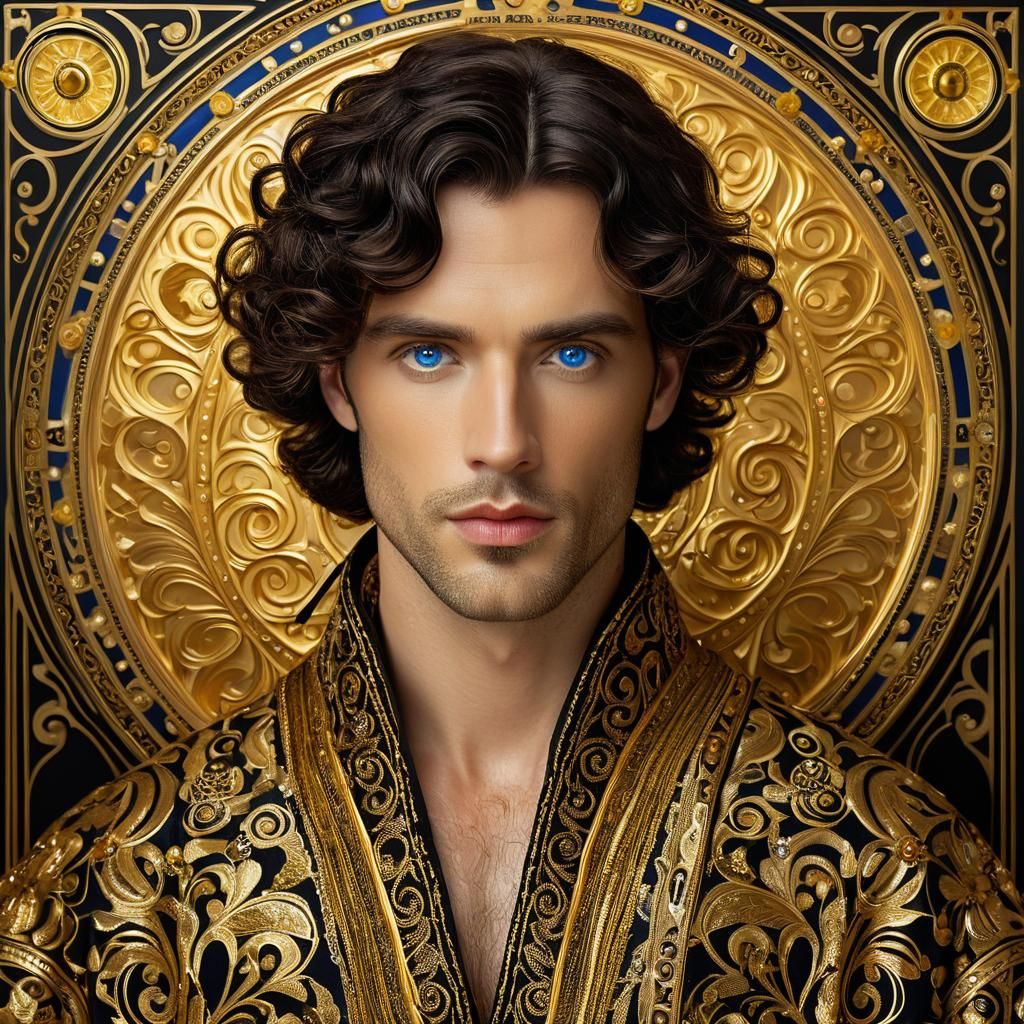 Portrait In The Style Of Art Nouveau, Inspired By Gustav Klimt.