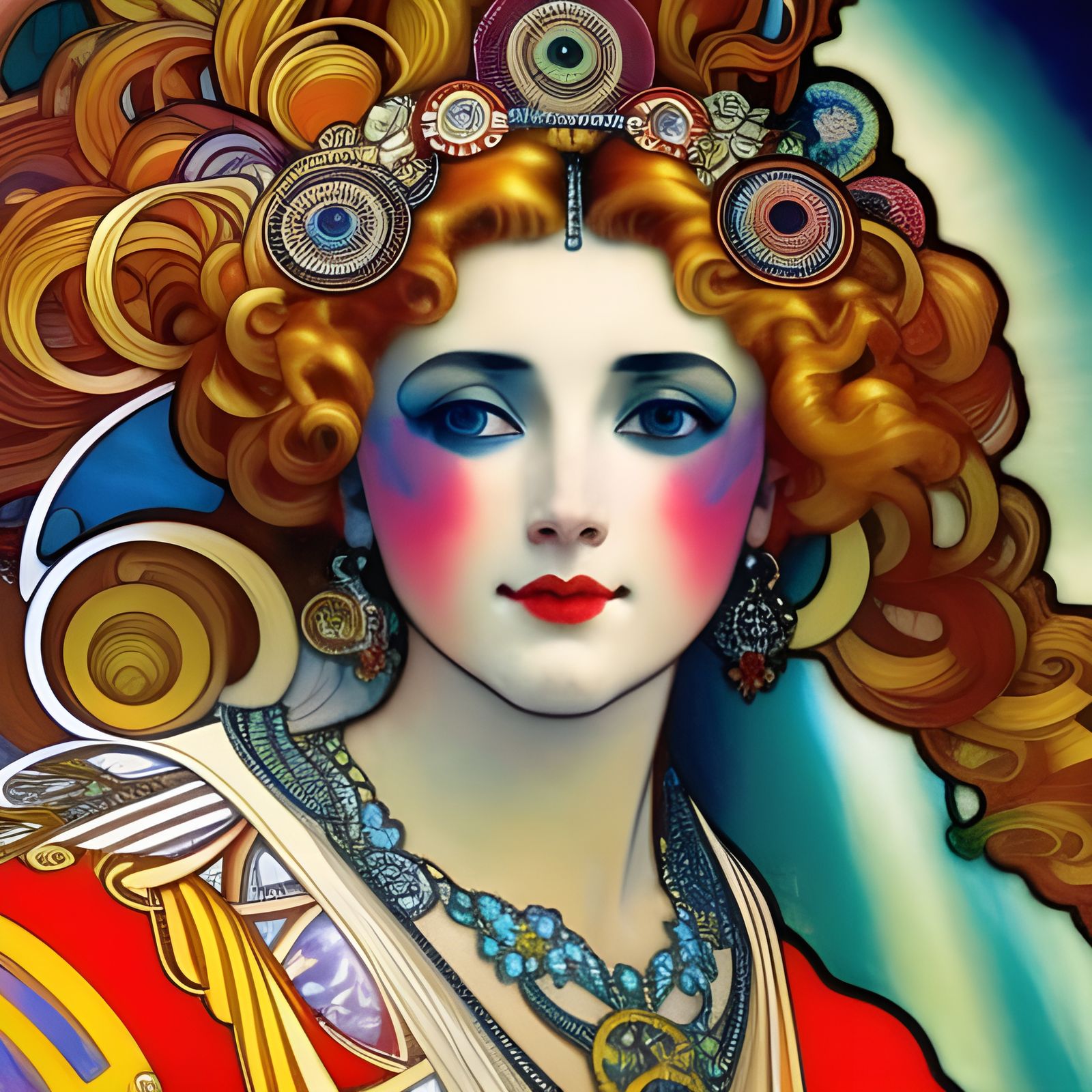 Vibrant Circus Portrait in Color Pencil Style