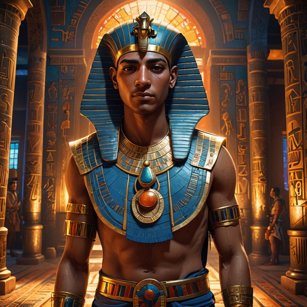 Young Pharaoh Portrait in Ancient Egypt Style