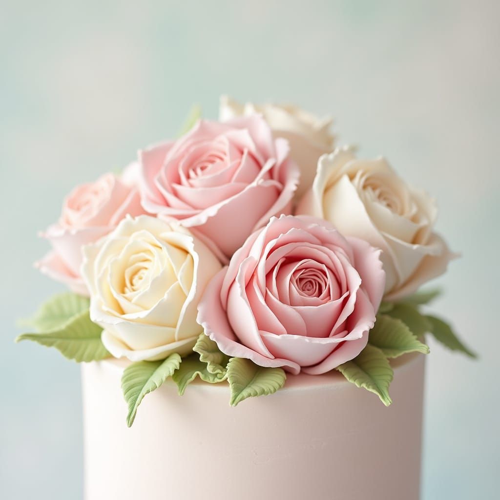 Delicate Sugar Rose Cake Topper in Whimsical Style