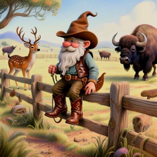 Cowboy Gnome on the Range: Rackham Style