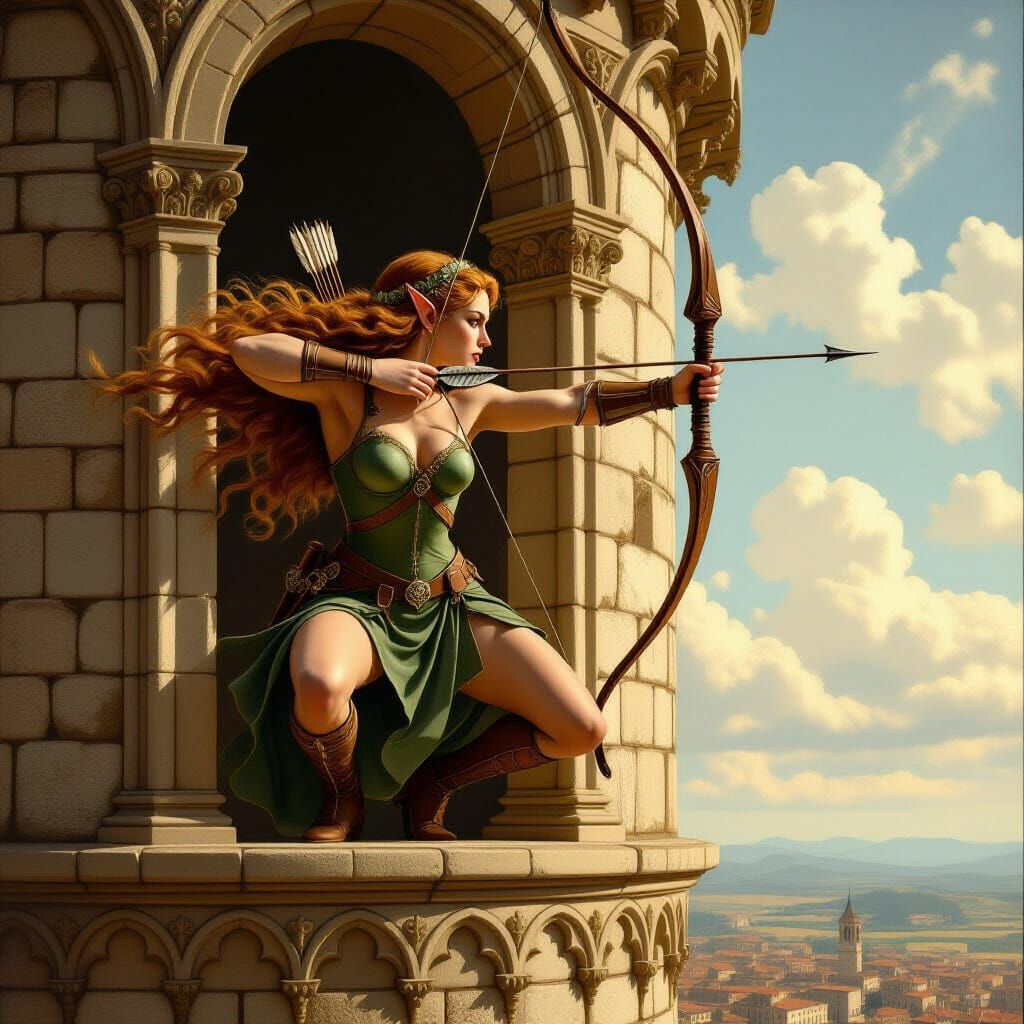 Renaissance Elf Archer in Michelangelo Style