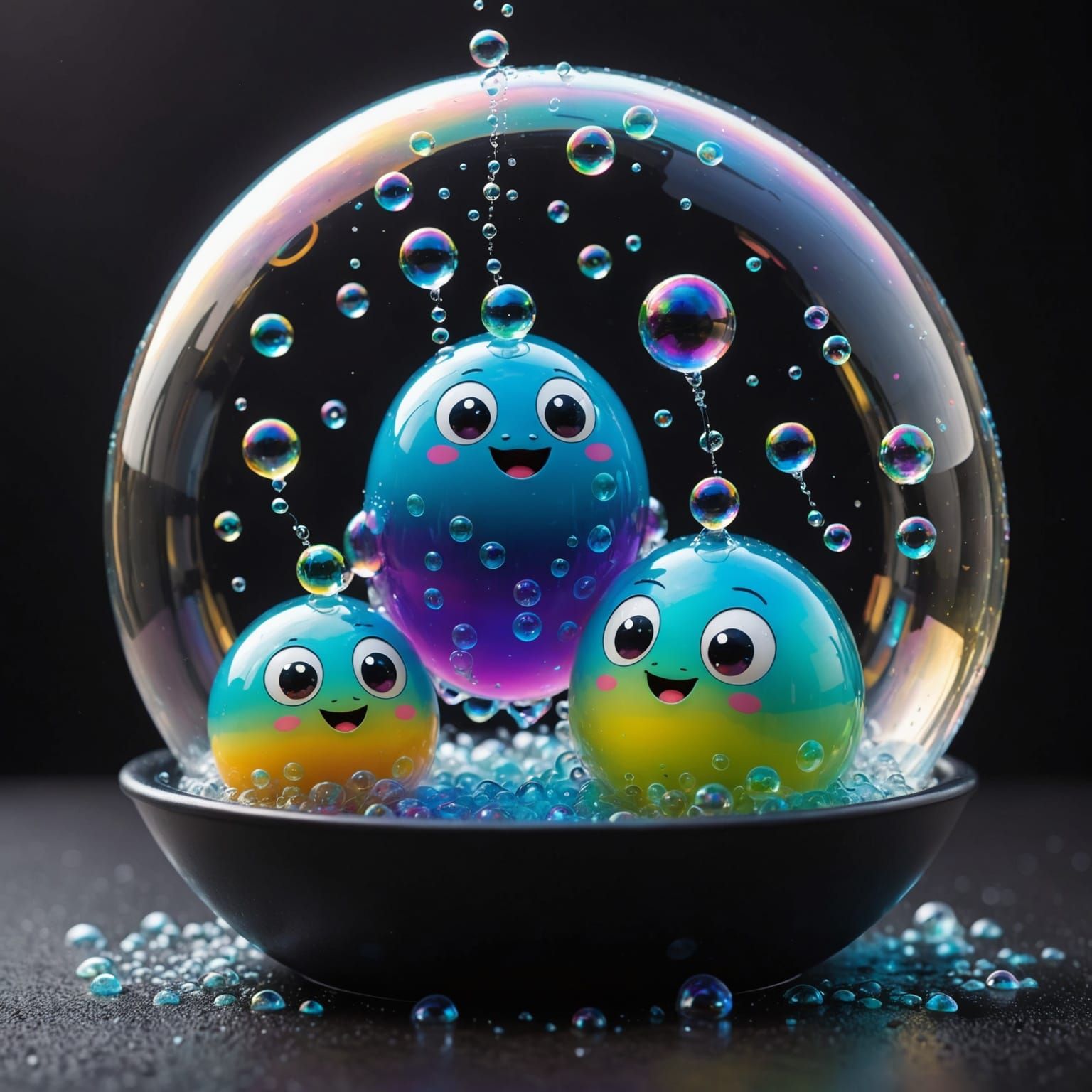 Cute Germs Bubble Bath in Giant Water Droplet