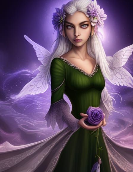 Elf Woman with Lavender Gown, Fantasy Concept Art