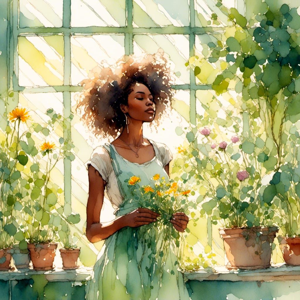 a gardener tending to her plants