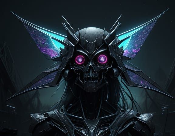 Surreal Figure on Broken Bridge in Neon Light