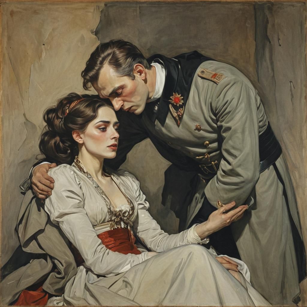 Commander Comforts a Vampire: Classical Portrait