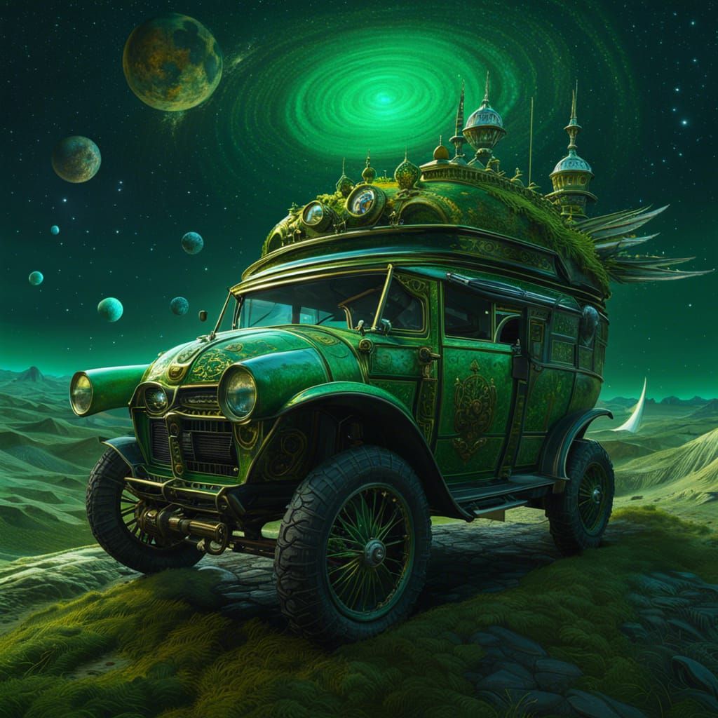 Rococo Gothic Alien Pirate Car in Galaxy