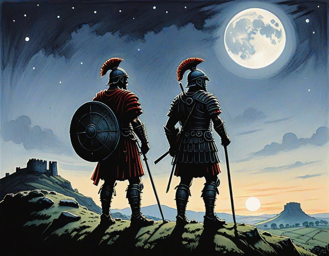 Roman Centurion Silhouette at Hadrian's Wall