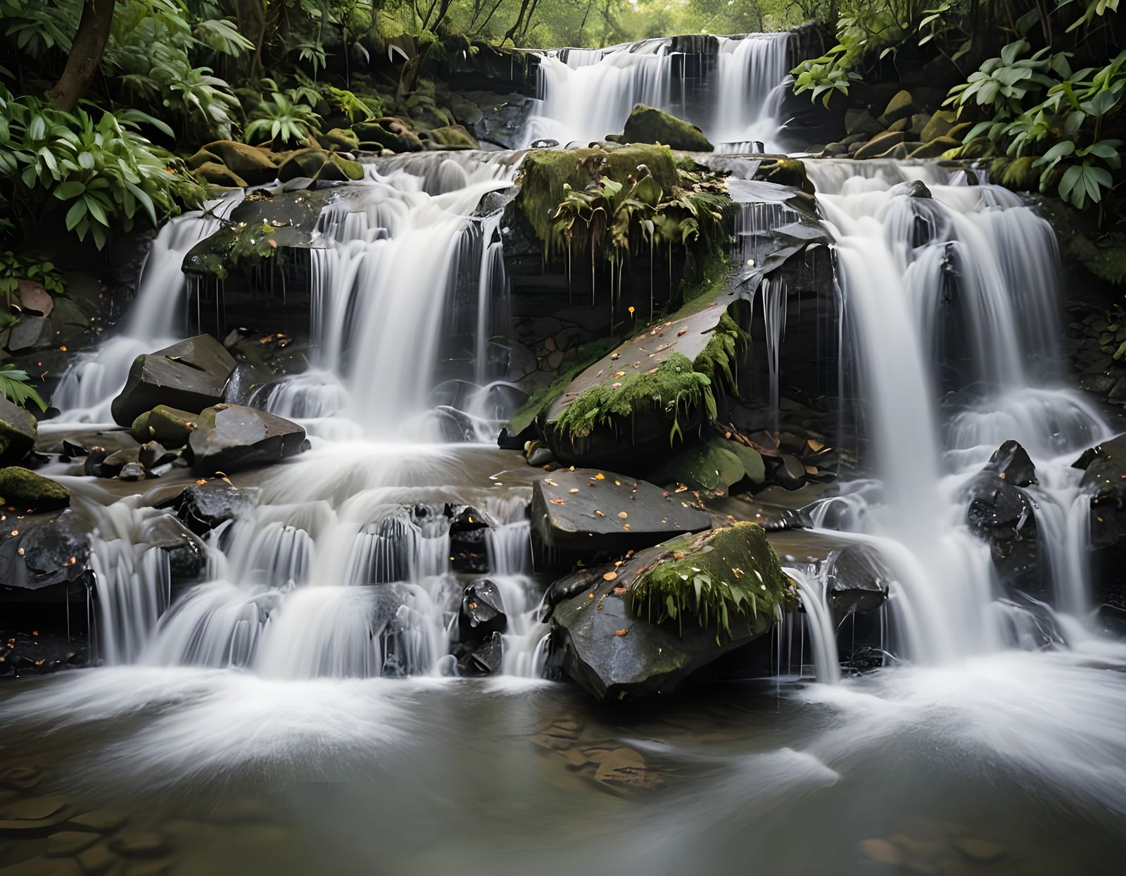 Waterfall with Blurred Water Effect