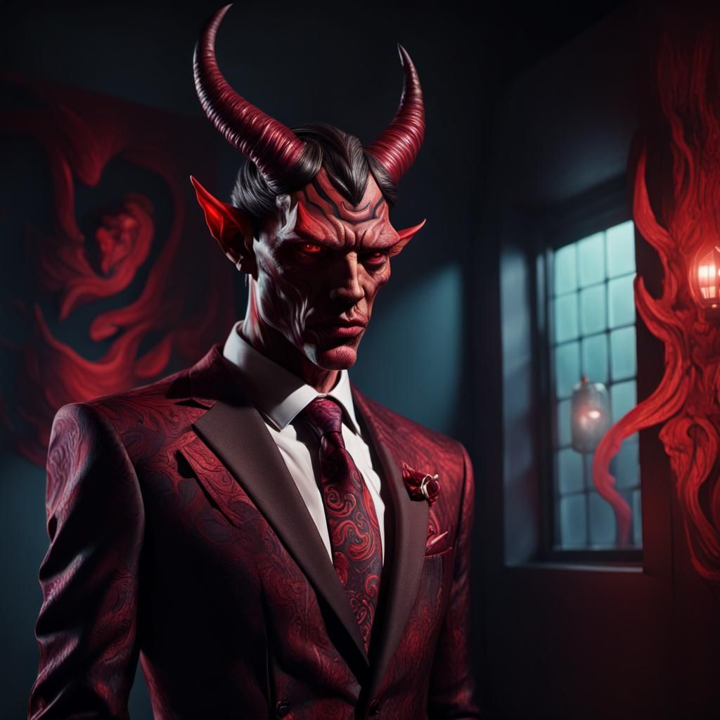 Hyperrealistic Devil in Suit Concept Art
