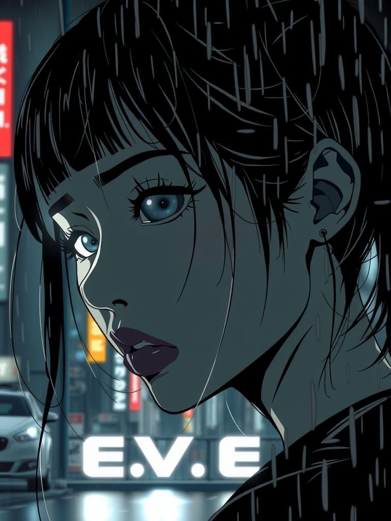 Cyberpunk Anime Woman Portrait in Comic Book Style