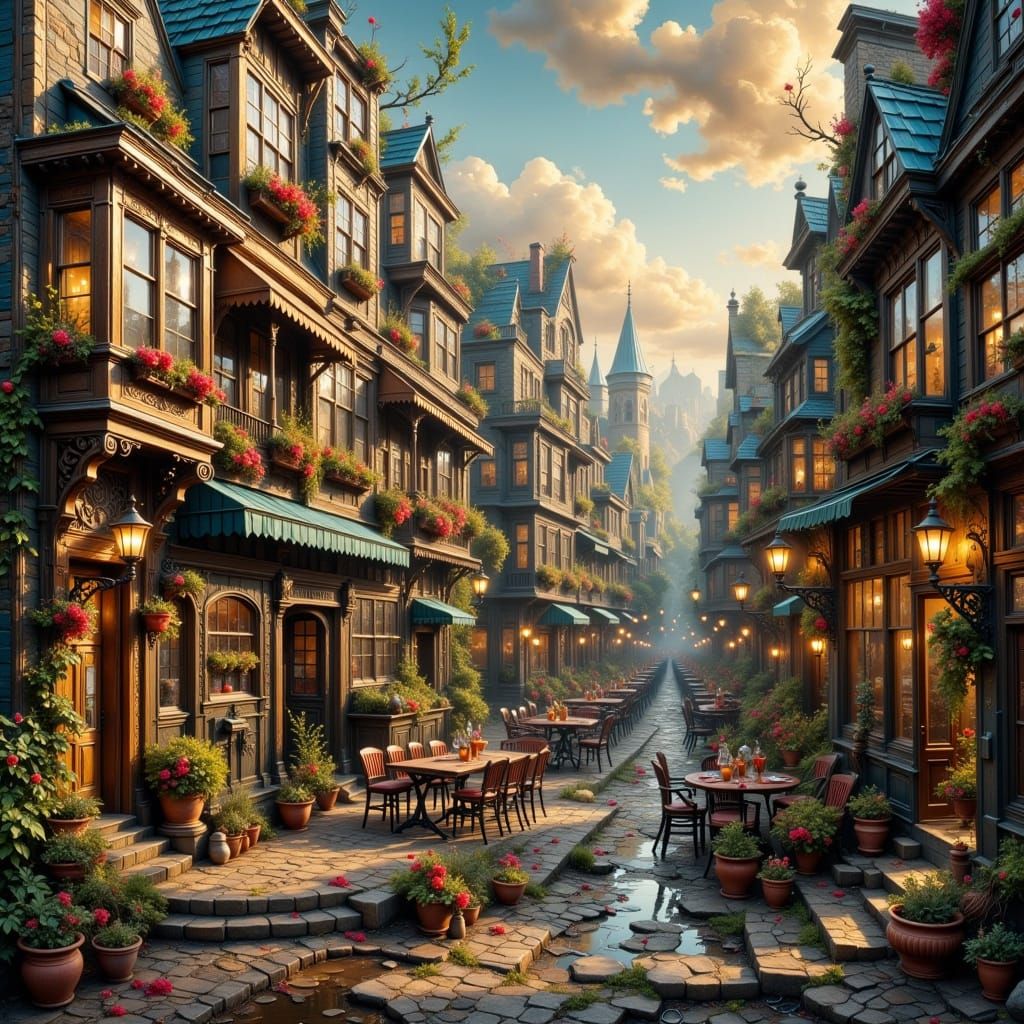 Detailed Steampunk City in Maximalist Style