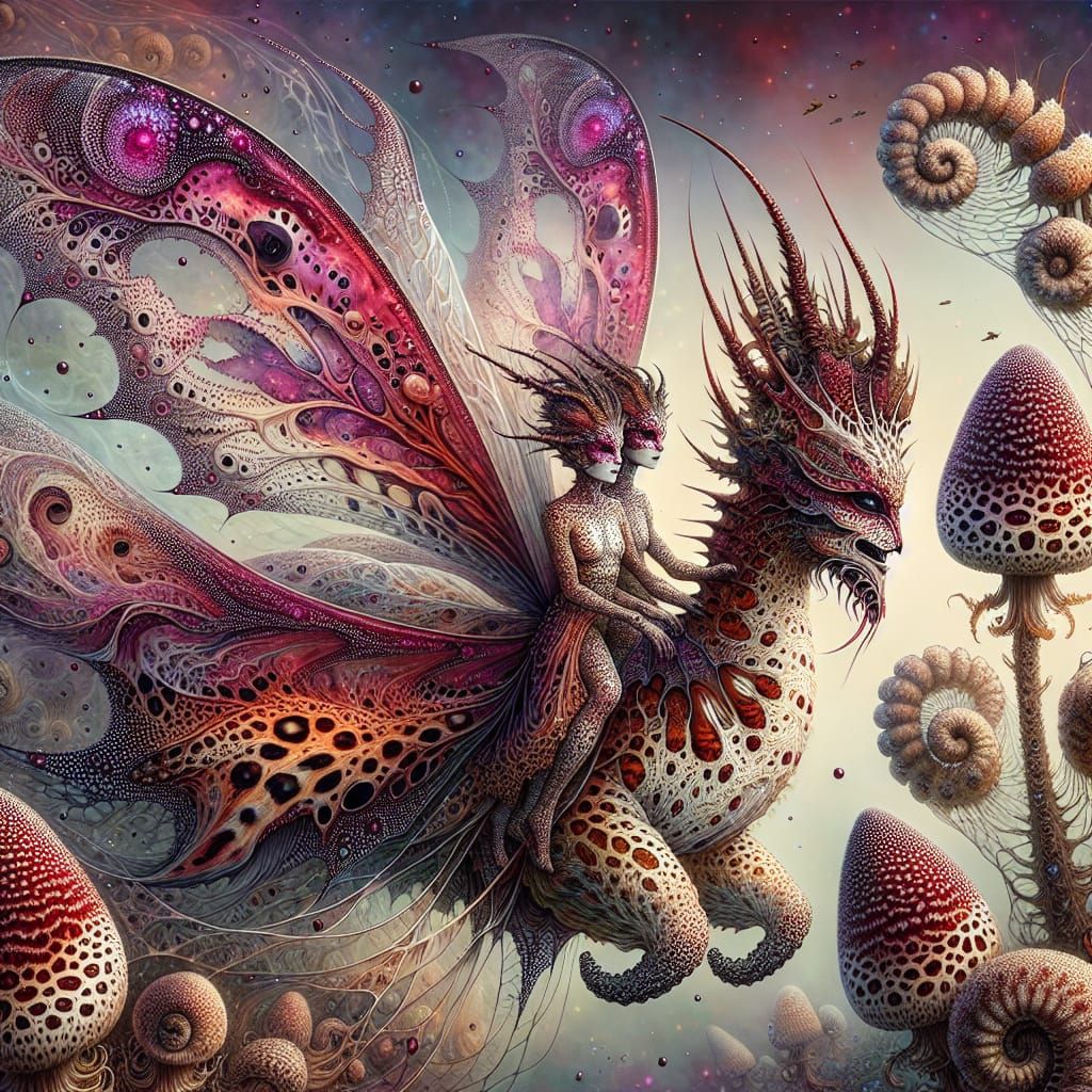 Caterpillar Humanoids Ride Lace-Winged Creatures as Hyperrea...