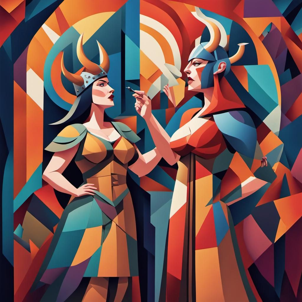 Luciano Pavoratti Opera Performance in Cubist Style