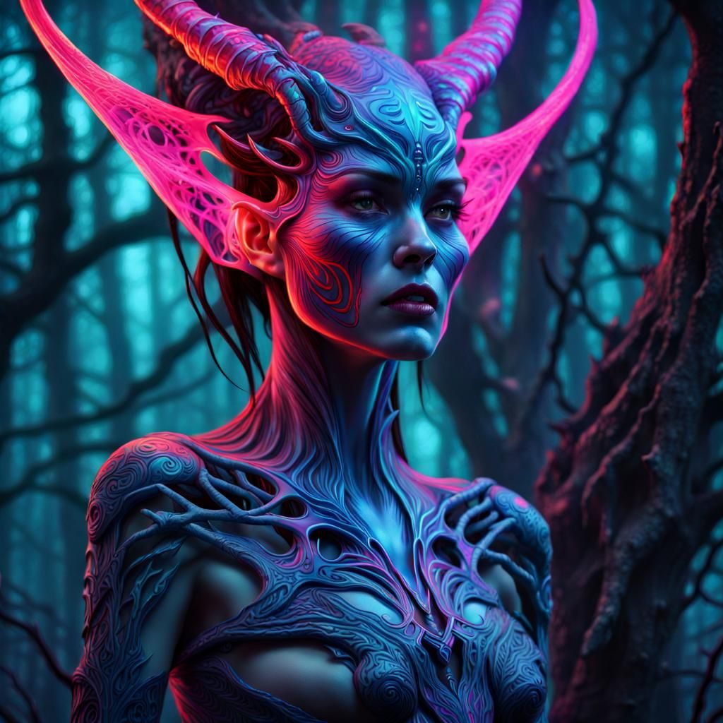Beautiful Demon Alien in Forbidden Forest
