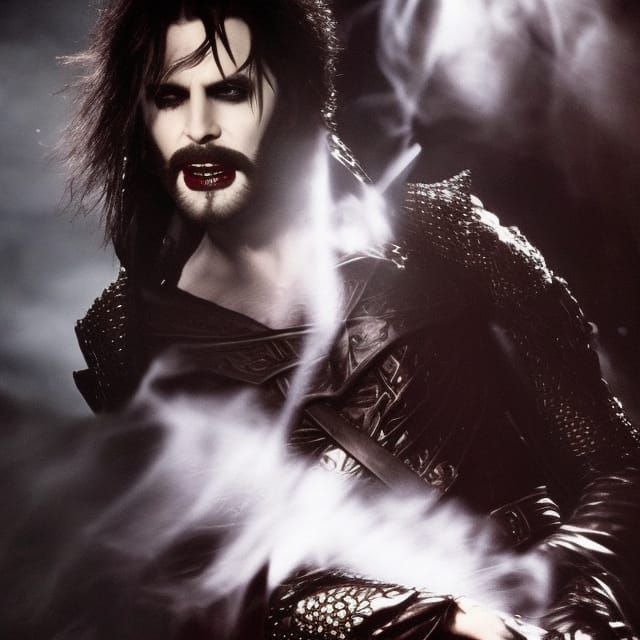 Gothic Vampire Rockstar Portrait in Dark Fantasy Style